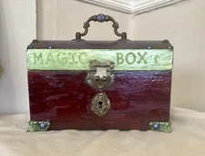 Wooden Box Small Trunk Upcycled Magic Box With Latch Ooak Handpainted