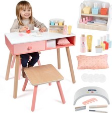 Pretend Nail Salon Wooden Play Set Glam Glow Full Playset Includes Nail
