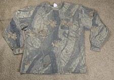 x2 Vintage Jerzees RealTree Hardwood Mens Large Long Sleeve Camo Shirt Hunting