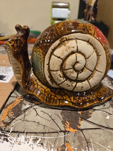 VTG Earth Tones Garden Snail Polish Large Handmade Detailed Polish Potter