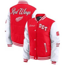 Women's WEAR by Erin Andrews Red/White Detroit Red Wings Varsity Full-Snap