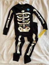 Carters Glow In The Dark Skeleton Bones Halloween Black Pajamas Sz 8 NWT