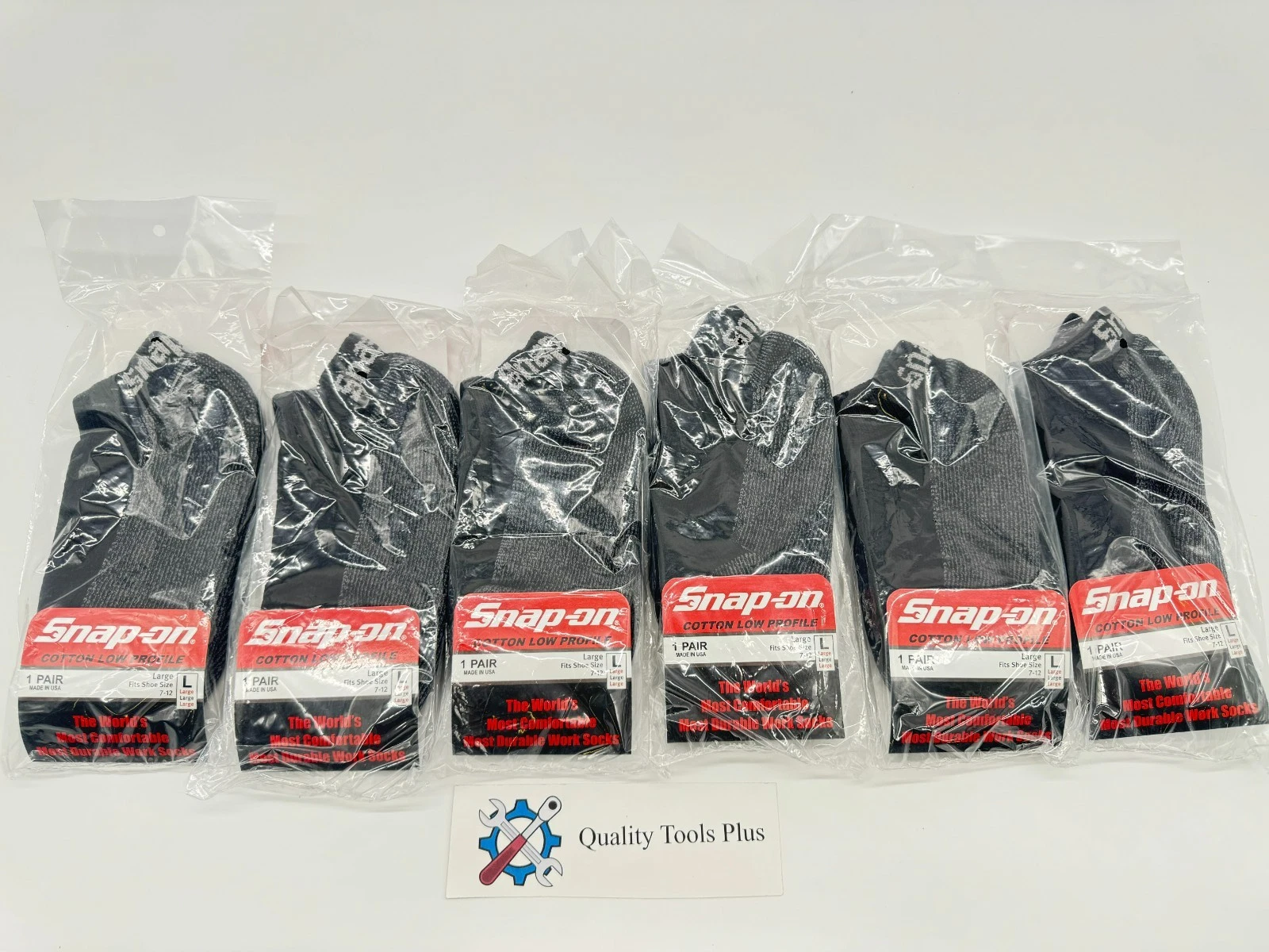 Snap-On Tools NEW Large Low Profile Socks Black 6-Pairs