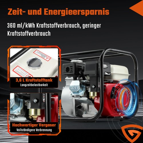 Benzin Wasserpumpe 6,5PS Gartenpumpe 4 Takt Motorpumpe 3 Zoll Kreiselpumpe 30m - Bild 7 von 9