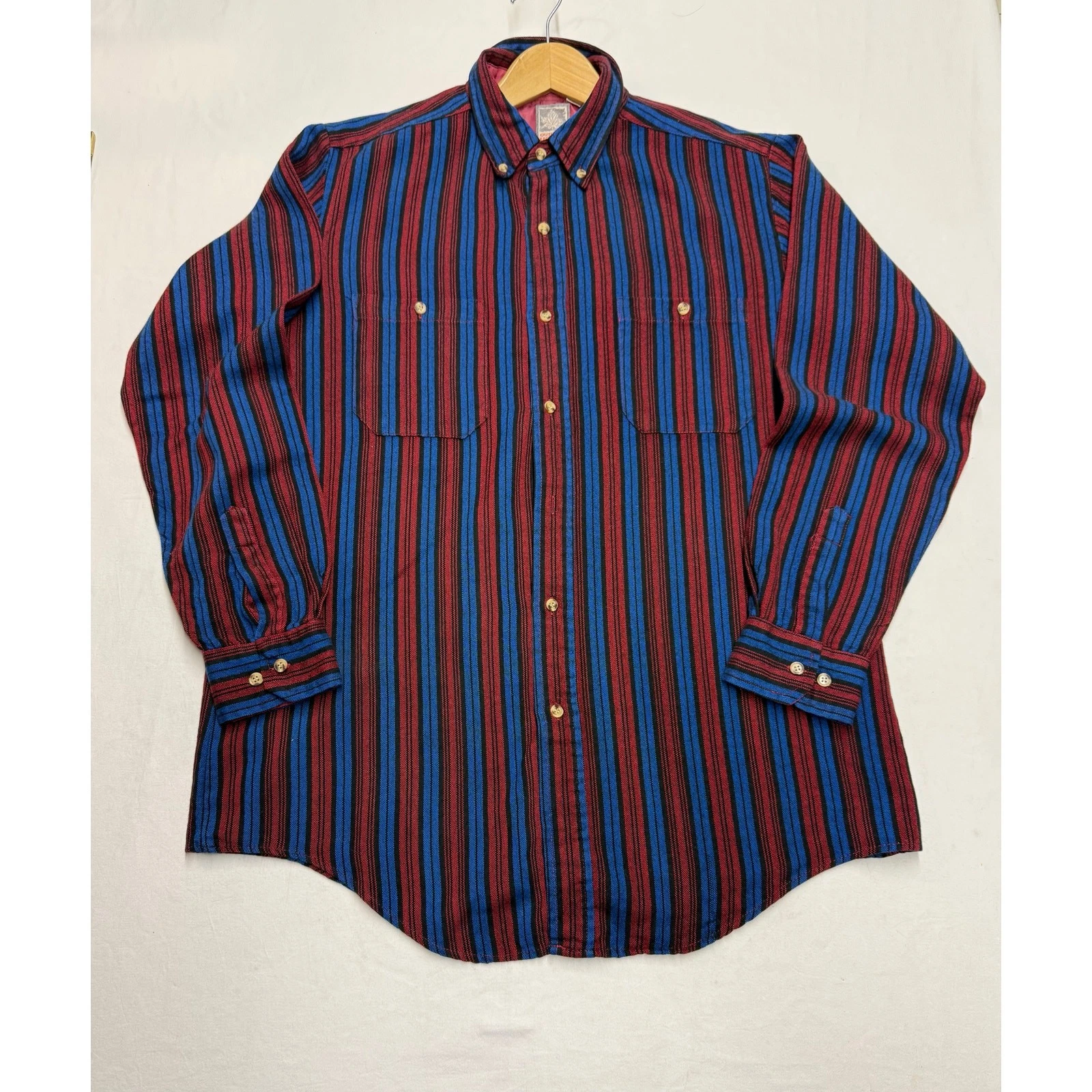 Vintage Outdoor Exchange Flannel striped Shirt Mens size L Tall LT Workwear