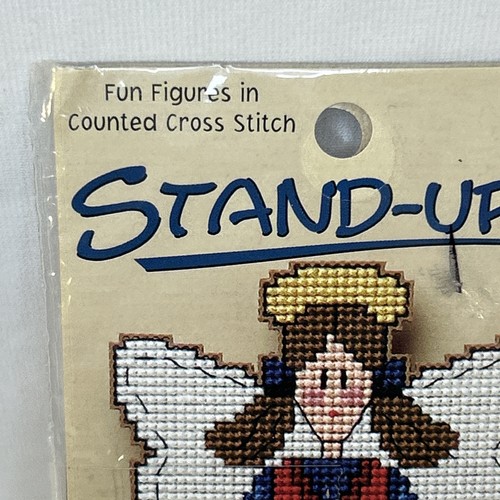 Cross Stitch KIT 1996 DIMENSIONS Stand-Ups Angel Christmas Cat Present Vintage - Picture 3 of 9