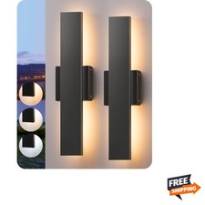 2 Pack LED Outdoor Wall Lights Dimmable, 3000K 4000K 5000K, 15.7" Modern Blac...