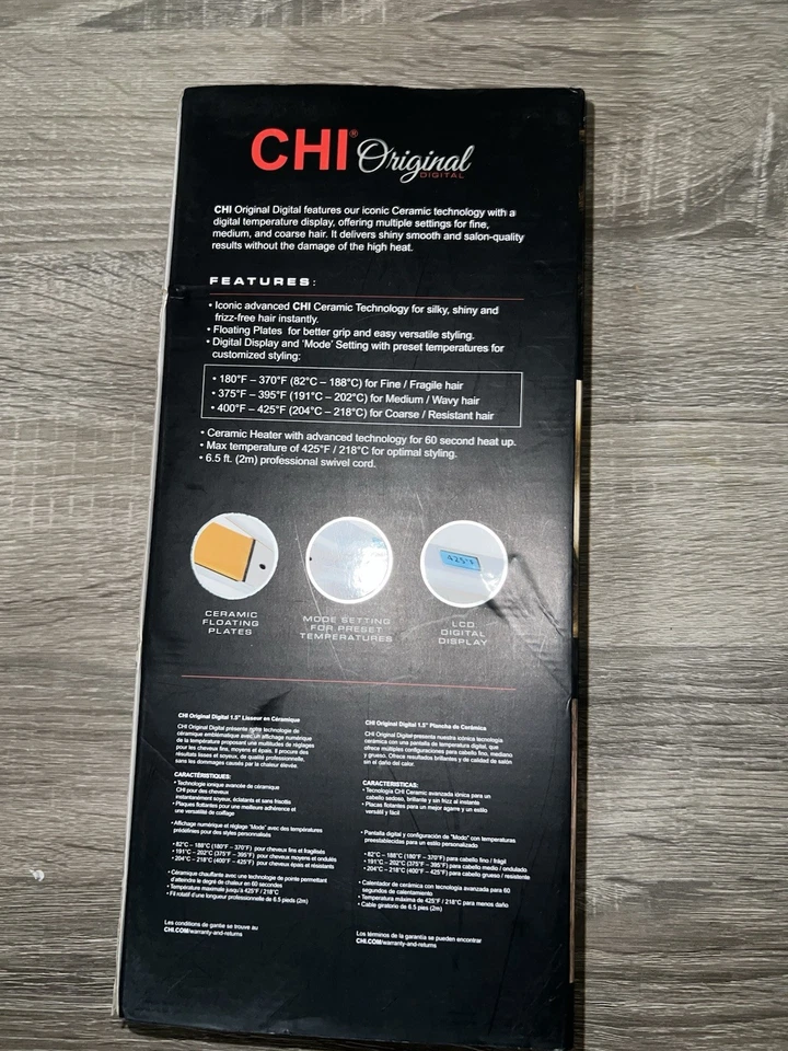 Plancha de pelo CHI Original cerámica plancha 1,5” blanca ancha digital Foto 4 de 4