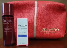 Shiseido Red Makeup Bag With Eudermine Activating Essence &Vital Perfection Lift