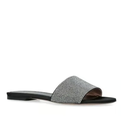 GEDEBE Cassis Sandals Rhinestone Flat Embellished Slides Party Vacation Sz 6