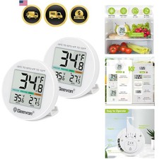 Small Digital Refrigerator Thermometer 2 Pack, Waterproof Commercial and Hom...