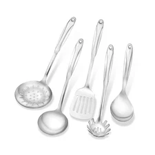 Stainless Steel Kitchen Utensils Set – 5 Piece Metal Cooking Utensils Set & S...