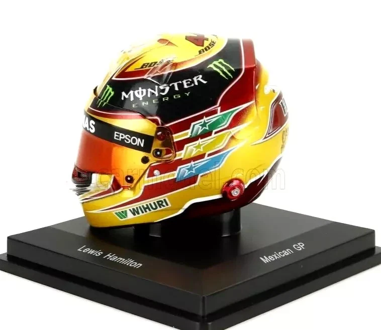 SPARK 1/5 F1 RACING HELMET LEWIS HAMILTON MERCEDES #44 MEXICAN GP 2017 5HF171 - Image 3 of 4