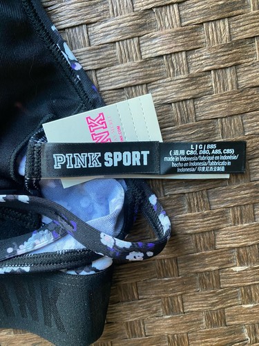 Neu Victoria Secret Sport-BH Pink Ultimate schwarz Blumen Größe L - Bild 4 von 5