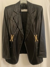 Vintage Christian Dior Boutique Lambskin Blazer - Black with White Stitching