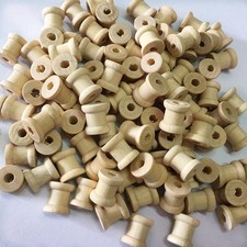 100 Wooden Empty Thread Spools DIY Roller Natural Color Sewing Craft 14x12mm