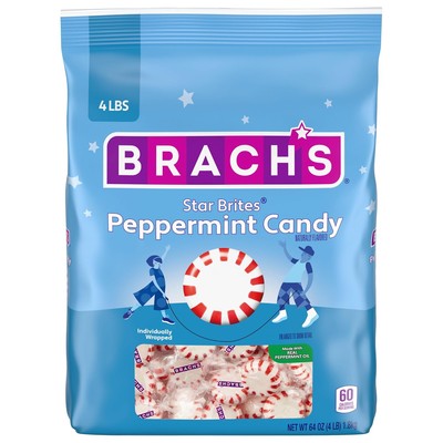 Brach's Star Brites, Candy, Peppermint, Individually Wrapped, Made 4 Pounds 