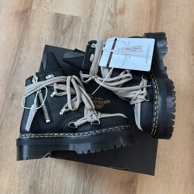 Rick Owens x Dr. Martens DRKSHDW 1460 Quad Sole Megalace Boot Black Size 6 NEW