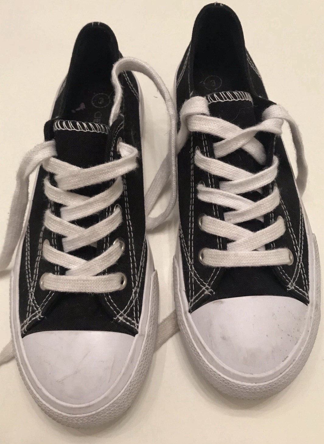 Cherokee Boy&rsquo;s Sneakers Lace Up Black Canvas Athletic Size