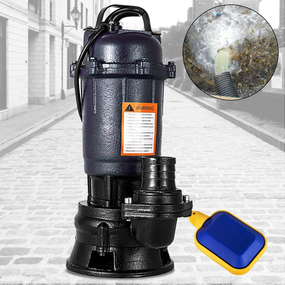 2HP 潜水泵 1500W 铸铁污水泵 6498GPH 带 66 英尺软管 220V — 第 4/4 张图片