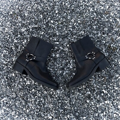 Sole Society Karisa Womens Size 9.5 M Zip Ankle Boots Black Leather Harness MINT