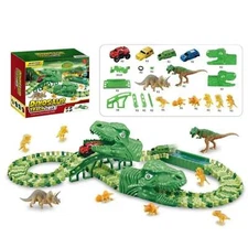 Dinosaur Dino T-Rex Track Race Car Toys For Kids Toddlers 120 Pieces Jurassic