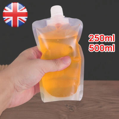 Stand-up Plastic Drinks Bag Spout Pouch Portable Liquid Juice Container UK