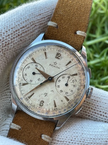 VINTAGE ZENITH CHRONOGRAPH MANUAL CAL.156 OVERSIZE MENS 38mm SWISS.SERVICED - Picture 5 of 13