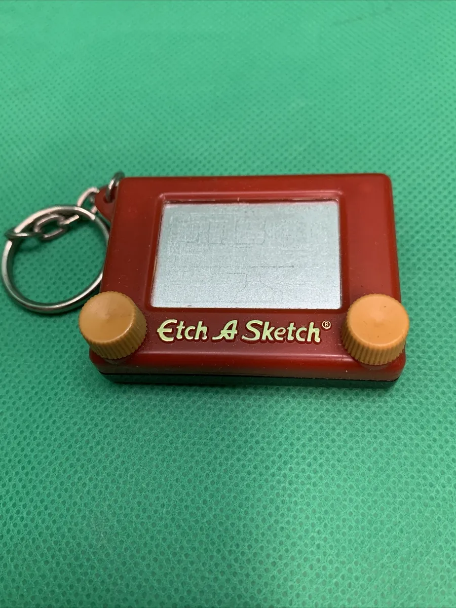 Vintage 1994 Etch A Sketch Drawing Toy Mini Keychain Works Basic Fun Inc KG
