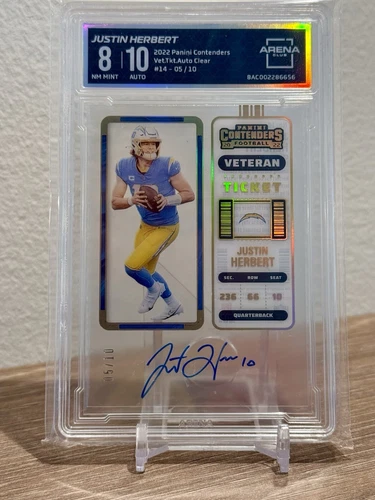 Justin Herbert • 2022 Contenders Veteran Clear Ticket Auto SP  • Gold 5/10