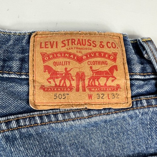 Levi's Jean Shorts Men's 31* 505 Straight Blue Cut Off Frayed Denim Jorts Tag 32 - Picture 10 of 15
