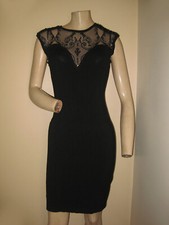 Guess Sexy Black Mesh Lace Beaded Sequin Body-Con Cocktail Club Dress Small S