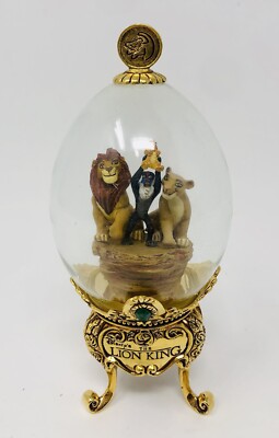 Lmited Edition Franklin Mint Disney LION KING Gold Tone Footed Glass Egg MIB