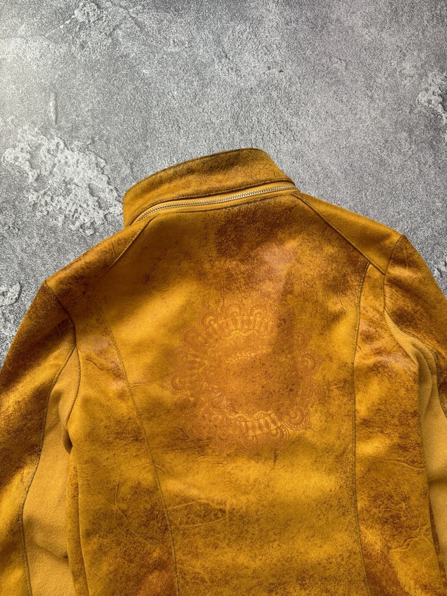 Desigual 36 Yellow Style Leather Biker Jacket 18WWEWBT Desigual 36 Yellow Style Leather Biker Jacket 18WWEWBT