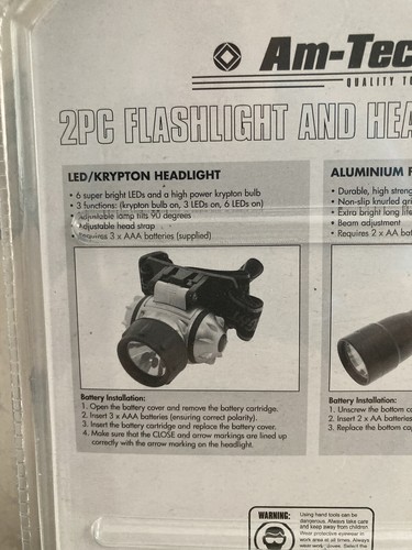 Amtech Flashlight And Headlight Set 2 Piece Brand New - Picture 4 of 5