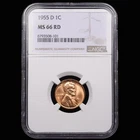 1955-D Lincoln Wheat Cent 1c - NGC GRADED MS66 RD