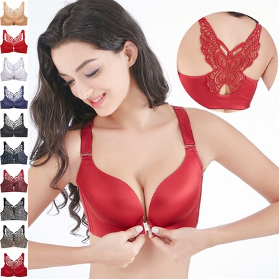 Front Closure Bras Lace Gather Lingerie Push Up Bralette Underwear Brassiere US