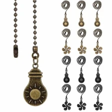 6Pcs Ceiling Fan Light Bulb Pull Chain Beaded Ball Extension Connector Decor 12"