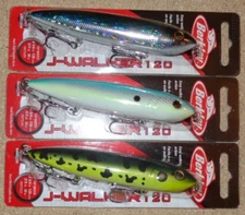 Lot of 3 New & Different Berkley J-Walker 120 Topwater Hard Bait Fishing Lures