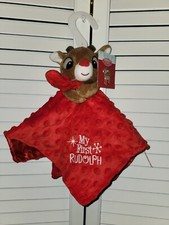 NWT Red Minky/Satin My First Rudolph Christmas Lovey