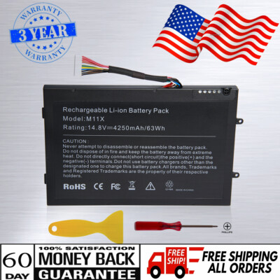Battery for DELL Alienware M11x M14x R1 R2 R3 Series PT6V8 8P6X6 P06T P18G 63Wh 