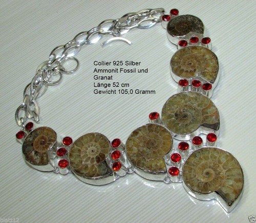 Collier 925 Silber mit Granat gestempelt
