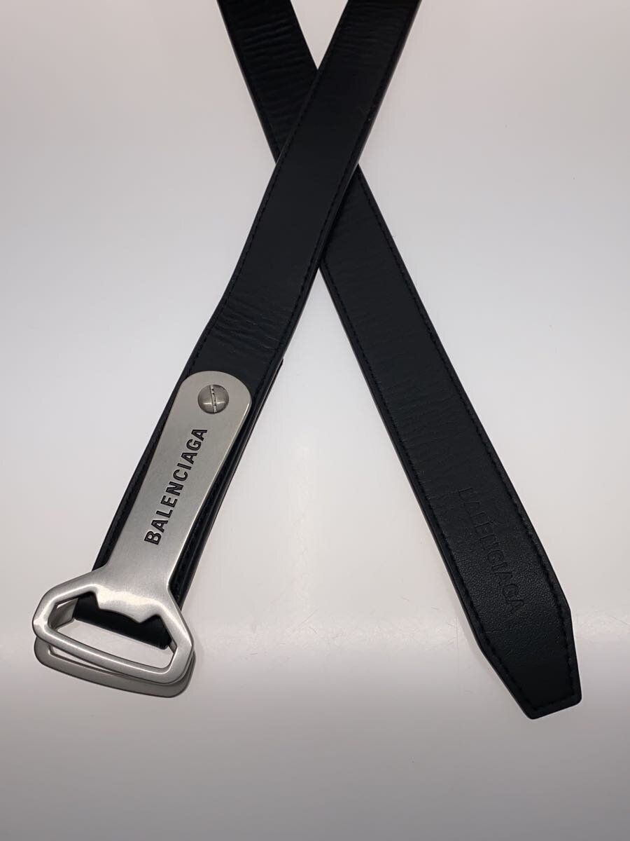 BALENCIAGA BELT BOTTLE OPENER LEATHER Black Mens 741619 Used
