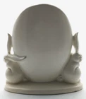 Royal Haeger 1946 Art Deco 75th Anniversary White Double Rabbit Egg Vase 7"
