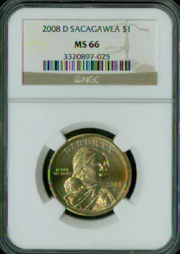 2008 D SACAGAWEA DOLLAR NGC MS66 BUSINESS STRIKE LOW MINTAGE *