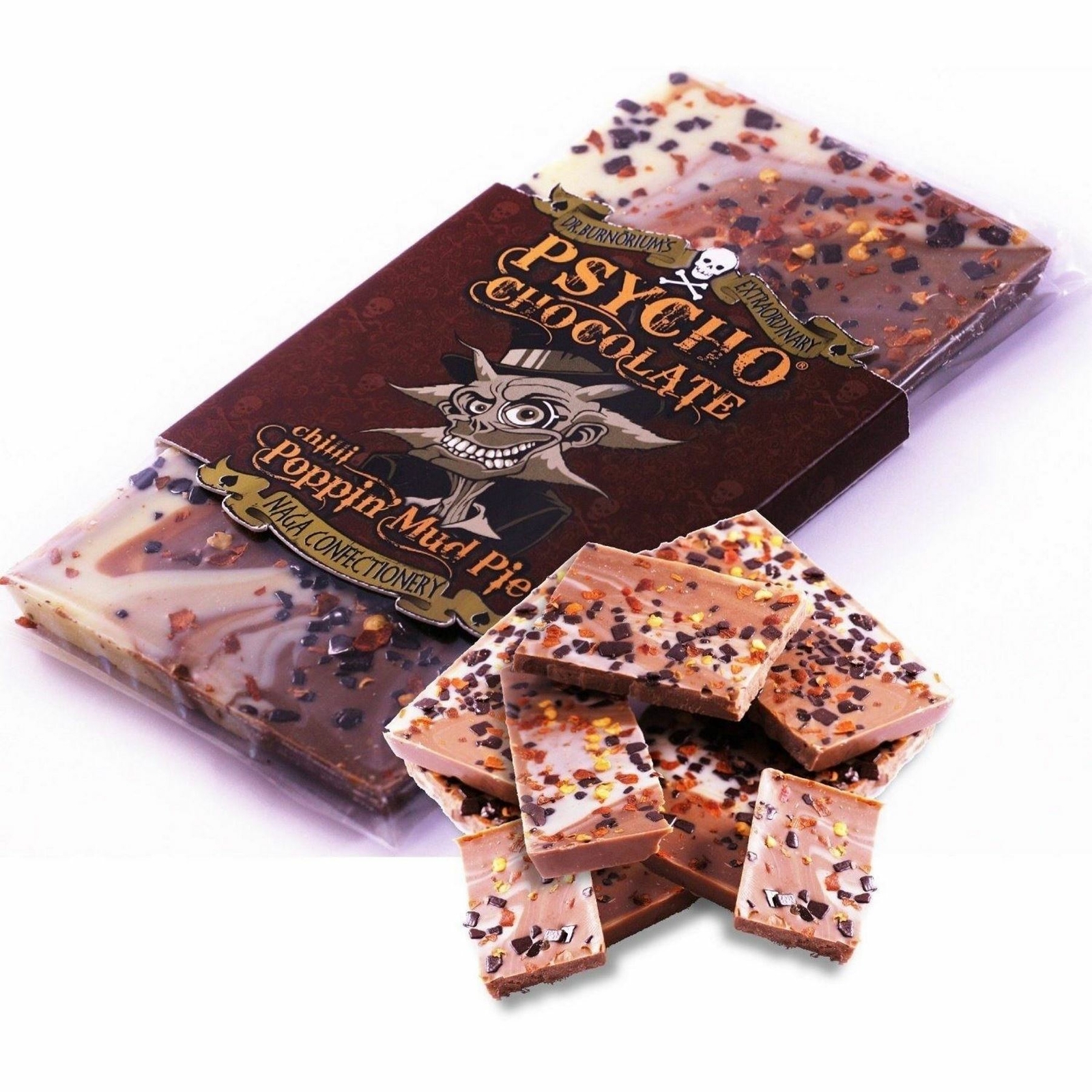 Psycho 100g Popping Candy Mud Pie Naga Jolokia Chilli Spicy Chocolate Bar Gift