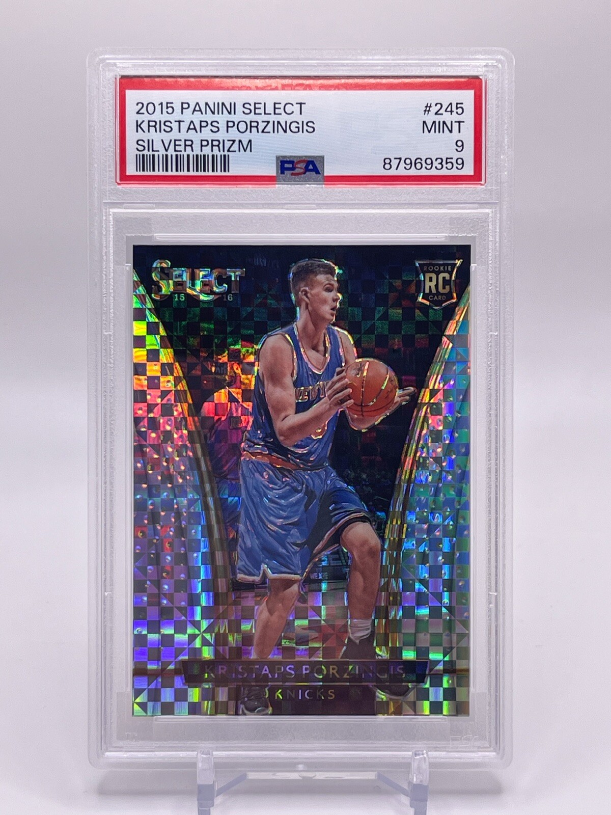 2015-16 Select Courtside Silver Prizm PSA 9 Mint Kristaps Porzingis RC #245