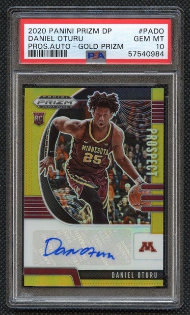 2020 Panini Prizm DP Daniel Oturu Rookie 3/10 Auto Gold PSA 10 Gem Mint Pop 1