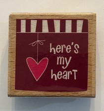 Hampton Art HERE  S MY HEART Wood Mount Rubber Stamp