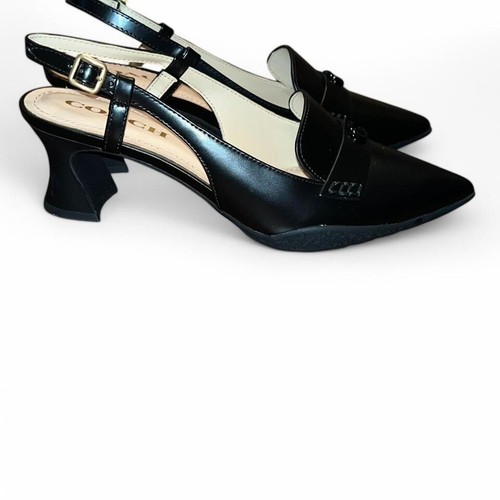 Coach NEW AUTHENTIC Black Leather Nikola Hybrid Sculpted Heel Slingbacks size 6 - Picture 3 of 6